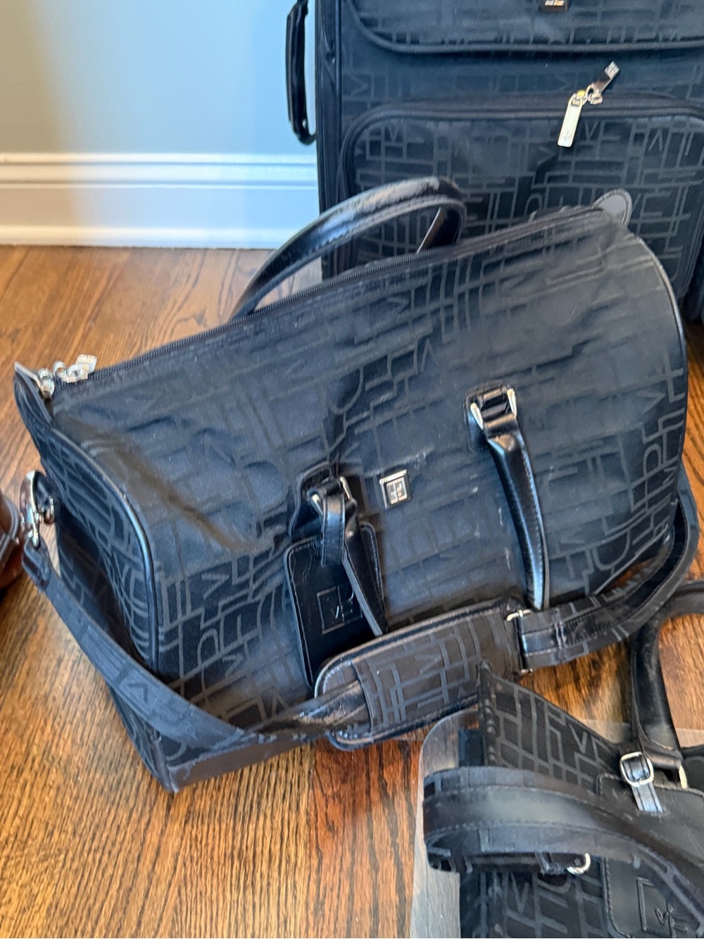 Diane Von Furstenberg DVF Black Monogram Travel Overnight Duffel Bag